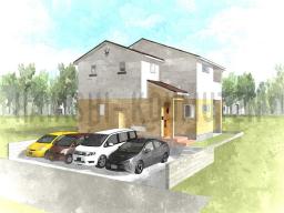 完成予定イメージ外観🏠パパ憧れの書斎とママ楽回遊動線のあるかわいいフレンチハウス---- COPYRIGHT©2021 霧島市 TDホーム霧島（有）林工務店 ----