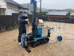 工事開始前に、まずは地盤調査が行なわれました！ 地盤調査は、スウェーデン式サウンディング試験と言う方法で行なわれました。---- COPYRIGHT©2021 霧島市 TDホーム霧島（有）林工務店 ----