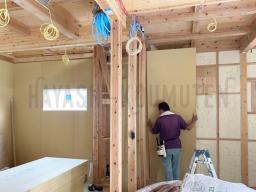 壁ボードの施工が行われました！---- COPYRIGHT©2021 霧島市 TDホーム霧島（有）林工務店 ----