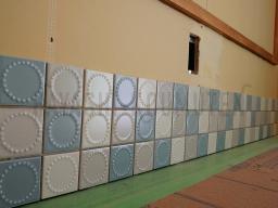 造作洗面にタンバリンタイルを取り付けました！---- COPYRIGHT©2021 霧島市 TDホーム霧島（有）林工務店 ----