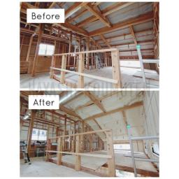 壁から屋根まで発泡ウレタンで包み込まれました！隙間なく施工できる断熱性能の高い発泡ウレタンを使うとエアコンで調節した温度が逃げにくいので電気代などの節約にも繋がりますよ！---- COPYRIGHT©2020 霧島市 TDホーム霧島（有）林工務店 ----