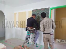 アクセントクロスにウィリアムモリス壁紙を♡---- COPYRIGHT©2020 霧島市 TDホーム霧島（有）林工務店 ----