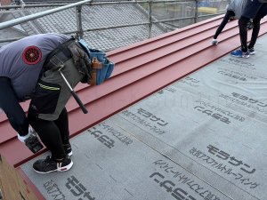 屋根材：ｶﾞﾙﾊﾞﾘｳﾑ鋼板
ﾚｯﾄﾞﾌﾞﾗｳﾝ
...............𖠿𖤣𖤥𓈒𓂂𓂃𓈒𓐍
 